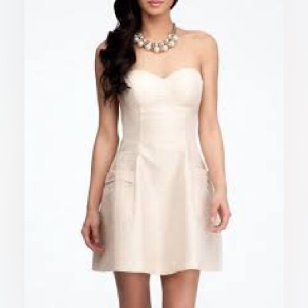 NWT‎ Bebe Imagine Strapless Champagne Cocktail Dance Dress Pockets XS